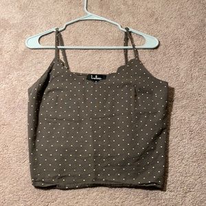 Lulus Olive Green Polka Dot Crop Top, women’s MEDIUM